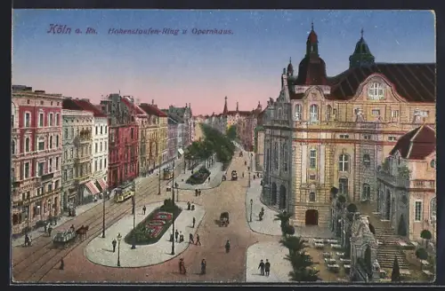 AK Köln-Neustadt, Hohenstaufen-Ring u. Opernhaus aus der Vogelschau
