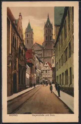 AK Worms, Hagenstrasse & Dom