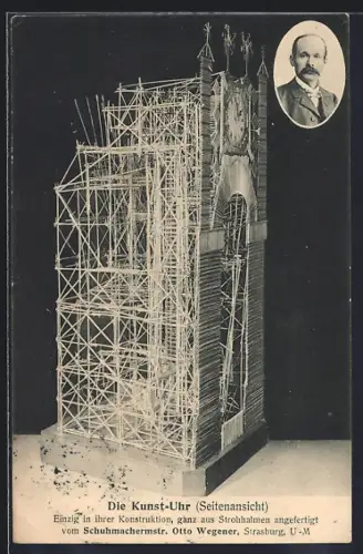 AK Kunstuhr aus Strohhalmen v. Otto Wegener