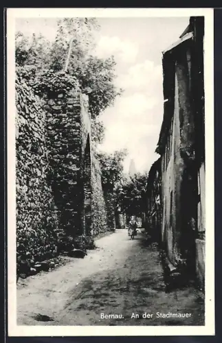 AK Bernau / Mark, Partie an der Stadtmauer