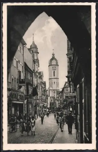 AK Jena, Johannisstrasse mit Geschäften