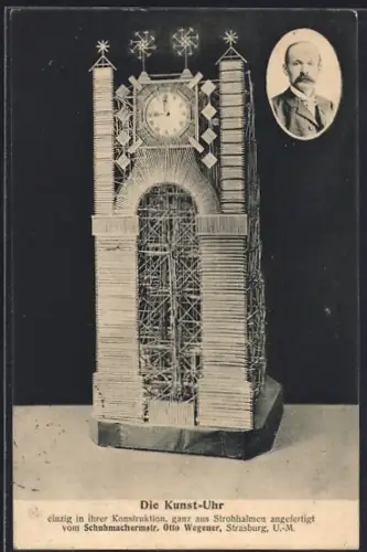 AK Strasburg /U.-M., Kunst-Uhr vom Schuhmachermeister Otto Wegener