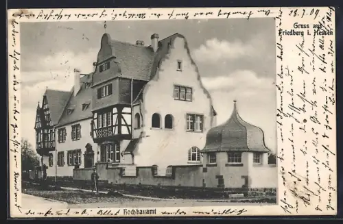 AK Friedberg / Hessen, Strassenpartie am Hochbauamt