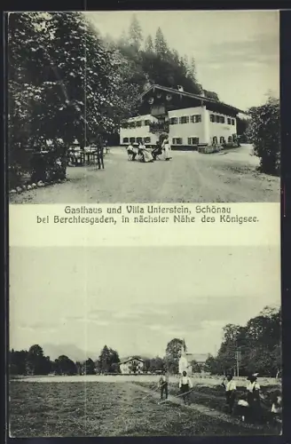 AK Schönau bei Berchtesgaden, Gasthaus und Villa Unterstein