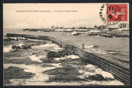AK Le Bourg-de-Batz /Loire-Inf., La jetée à marée haute