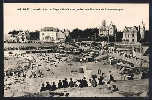 AK Batz /Loire-Inf., La Plage Saint-Michel, prise des Rochers de Pierre-Longue