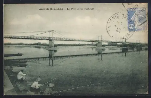 AK Ancenis /Loire-Inf., Le Pont et les Pêcheurs