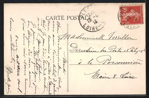 AK Le Coudray-de-Plessé, Manoir du Breuil et troupeau de vaches en chemin