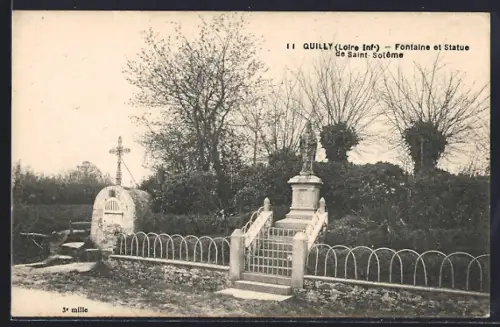 AK Quilly /Loire Inf., Fontaine et Statue de Saint-Soléme