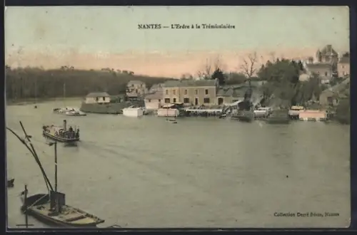 AK Nantes, L`Erdre à la Trémissinière avec bateau à quai