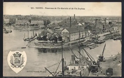 AK Nantes, Panorama de l`île Gloriette et de l`île Feydeau