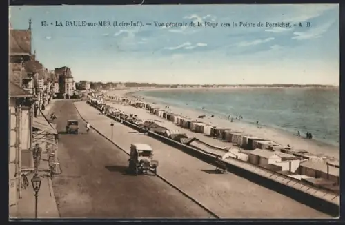 AK La Baule-sur-Mer /Loire-Inf., Vue générale de la plage vers la Pointe de Pornichet