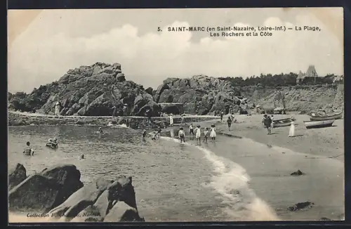 AK Saint-Marc /Saint-Nazaire, La Plage, Les Rochers et la Côte