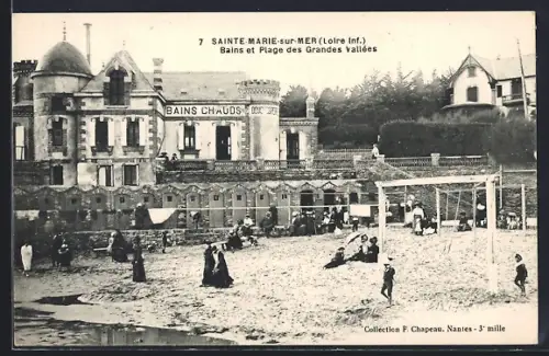 AK Sainte-Marie-sur-Mer /Loire Inf., Bains et Plage des Grandes Vallées