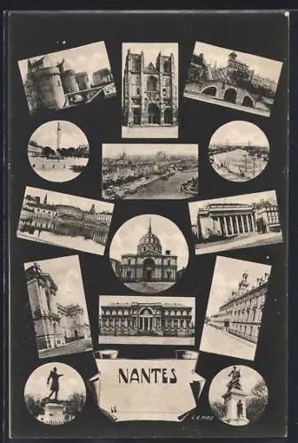 AK Nantes, Montage de monuments et vues emblématiques de la ville