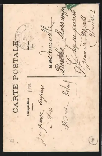 AK Cheméré, Une pensée de Cheméré avec vue de la rue principale et motif floral