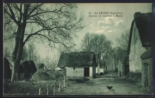 AK La Brière /Loire-Inf., Chemin de Ceinture à Mazin, maisons traditionnelles et paysage rural