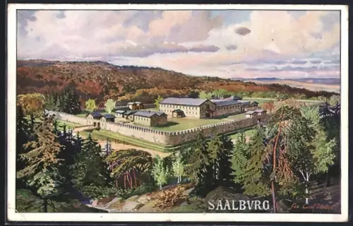 Künstler-AK Saalburg / Taunus, Römerkastell