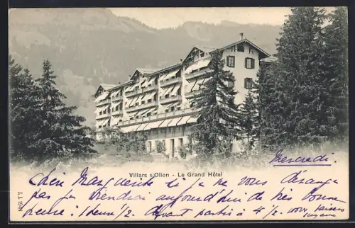 AK Villars s. Ollon, Le Grand Hôtel au milieu des montagnes majestueuses