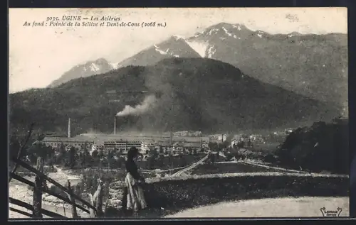 AK Ugine, Les Aciéries avec Pointe de la Saliève et Dent-de-Crolles en arrière-plan