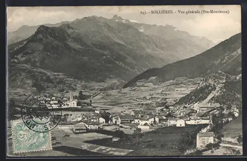 AK Sollières /Hte-Maurienne, Vue générale de la vallée entourée de montagnes majestueuses