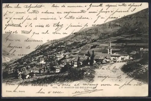 AK Saint-Martin-de-Belleville, Vue du village dans la vallée alpine