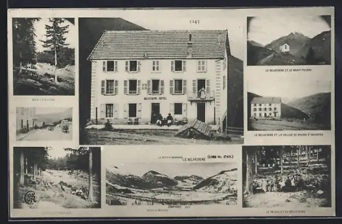 AK Le Belvédère, Hôtel et vues du Mont Pourri et de la vallée de Haute-Maurienne