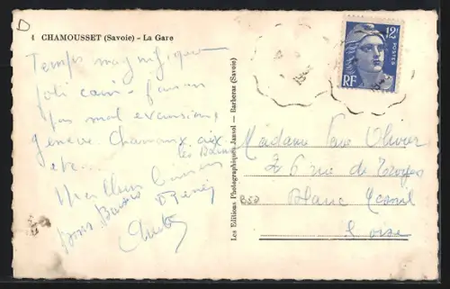 AK Chamousset /Savoie, La Gare et vue sur les montagnes environnantes