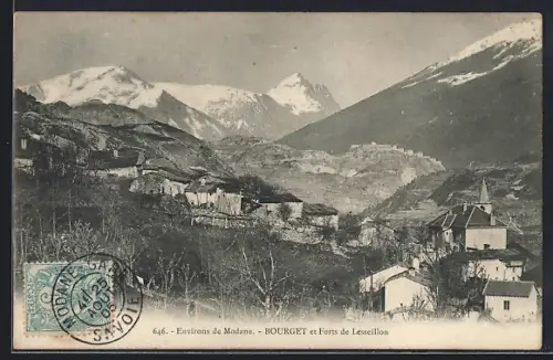AK Bourget, Forts de L`Esseillon avec vue sur les montagnes alpines