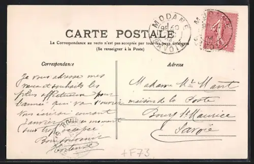 AK Modane, La Gare et la rue animée avec calèche