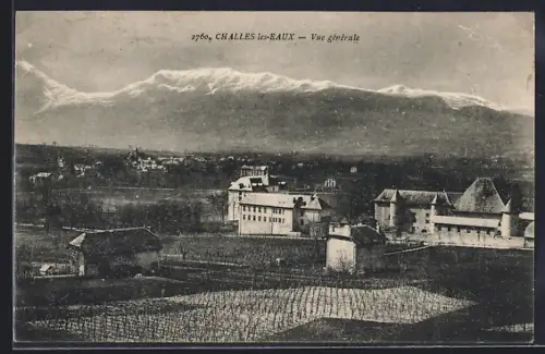 AK Challes-les-Eaux, Vue générale avec montagnes en arrière-plan