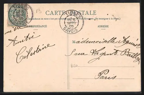 AK Les Brévières, Route de Tignes et vue sur le village alpin