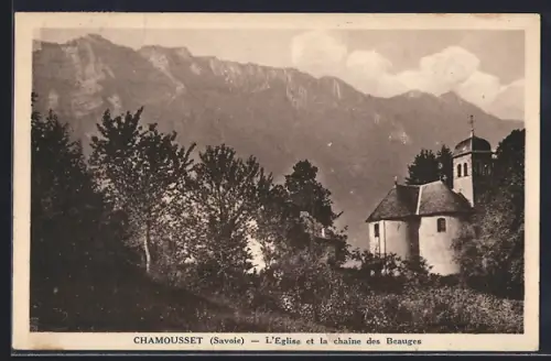 AK Chamousset /Savoie, L`Église et la chaîne des Bauges