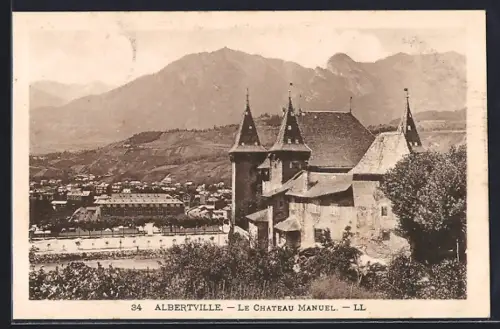 AK Albertville, Le Château Manuel et vue sur les montagnes environnantes