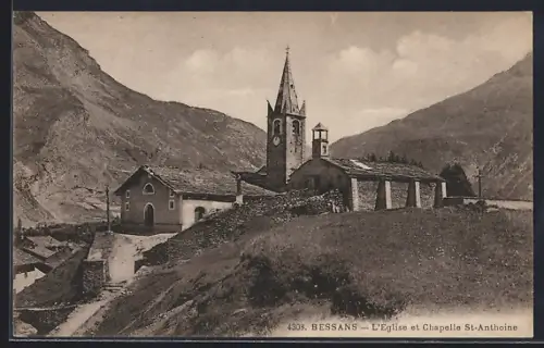 AK Bessans, L`Église et Chapelle St-Anthoine dans le paysage montagnard
