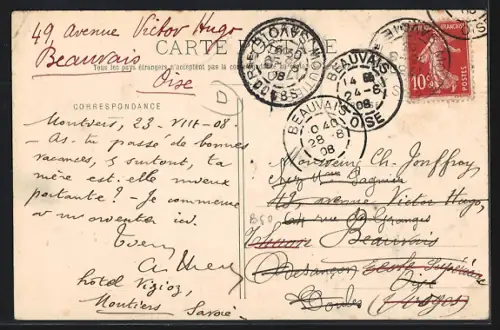 AK Moûtiers-Salins, Le Pont Neuf avec vue sur les montagnes en arrière-plan