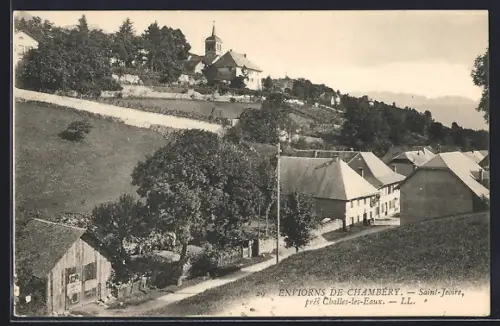 AK Saint-Jeoire /Challes-les-Eaux, Vue du village et de l`église sur la colline