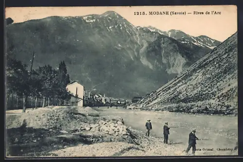 AK Modane /Savoie, Rives de l`Arc et montagnes majestueuses en arrière-plan