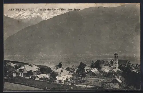 AK Mercury-Gimilly, Vue du chef-lieu et d`Hôtel Beau Séjour
