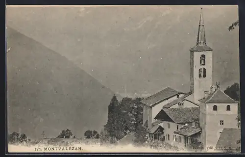AK Montvalezan, Vue de l`église et du village alpin