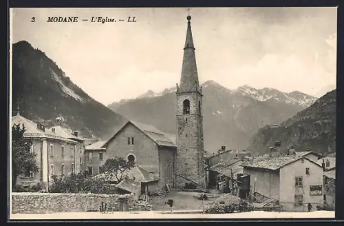 AK Modane, L`Église et vue sur les montagnes environnantes