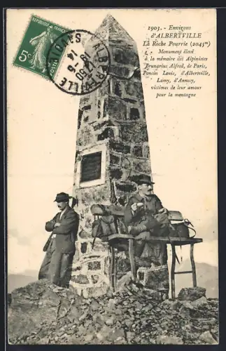 AK La Roche Pourrie /Albertville, Monument dédié aux alpinistes