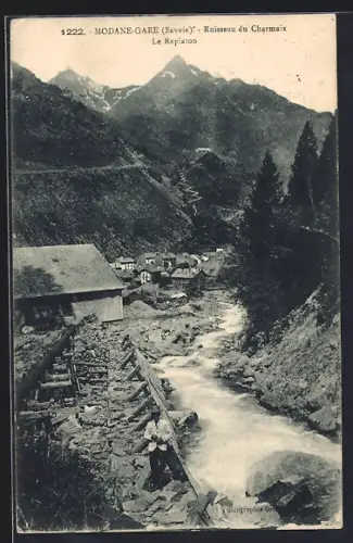 AK Modane-Gare /Savoie, Ruisseau du Charmaix et montagnes environnantes
