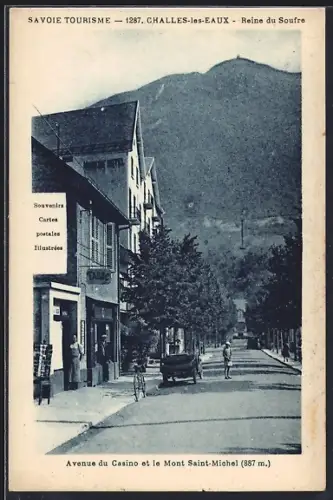 AK Challes-les-Eaux, Avenue du Casino et le Mont Saint-Michel en arrière-plan