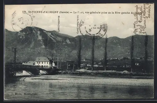 AK St-Pierre-d`Albigny /Savoie, Le Pont, vue générale prise de la Rive gauche de l`Isère