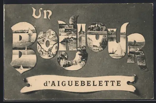 AK Aiguebelette, Un bonjour d`Aiguebelette avec motifs locaux