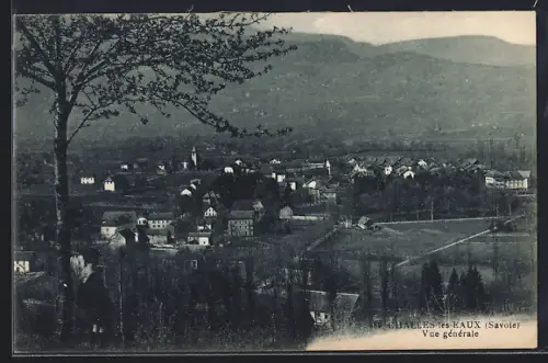 AK Challes-les-Eaux /Savoie, Vue générale du village et des montagnes en arrière-plan