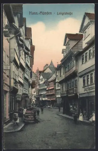 AK Hann.-Münden, Langestrasse mit Geschäft von Louis Hagemann