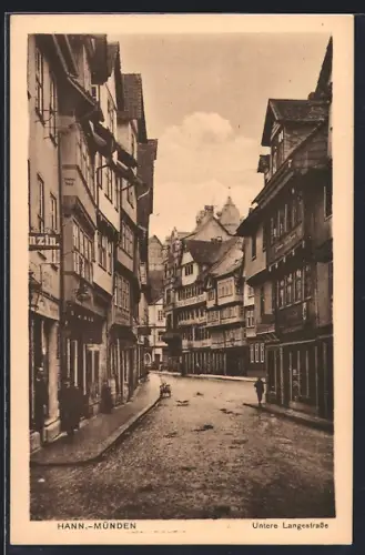 AK Hann.-Münden, Blick in die Untere Langestrasse mit altdt. Häusern