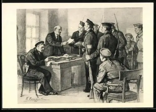 Künstler-AK Lenin spricht zu Soldaten